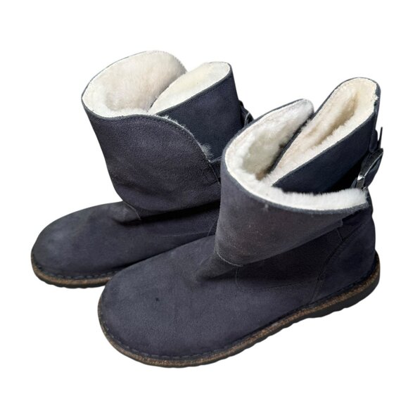 Birkenstock Shearling Suede Winter Boots Women’s 7 NWT | Graphite Gray Leather - Picture 2 of 8